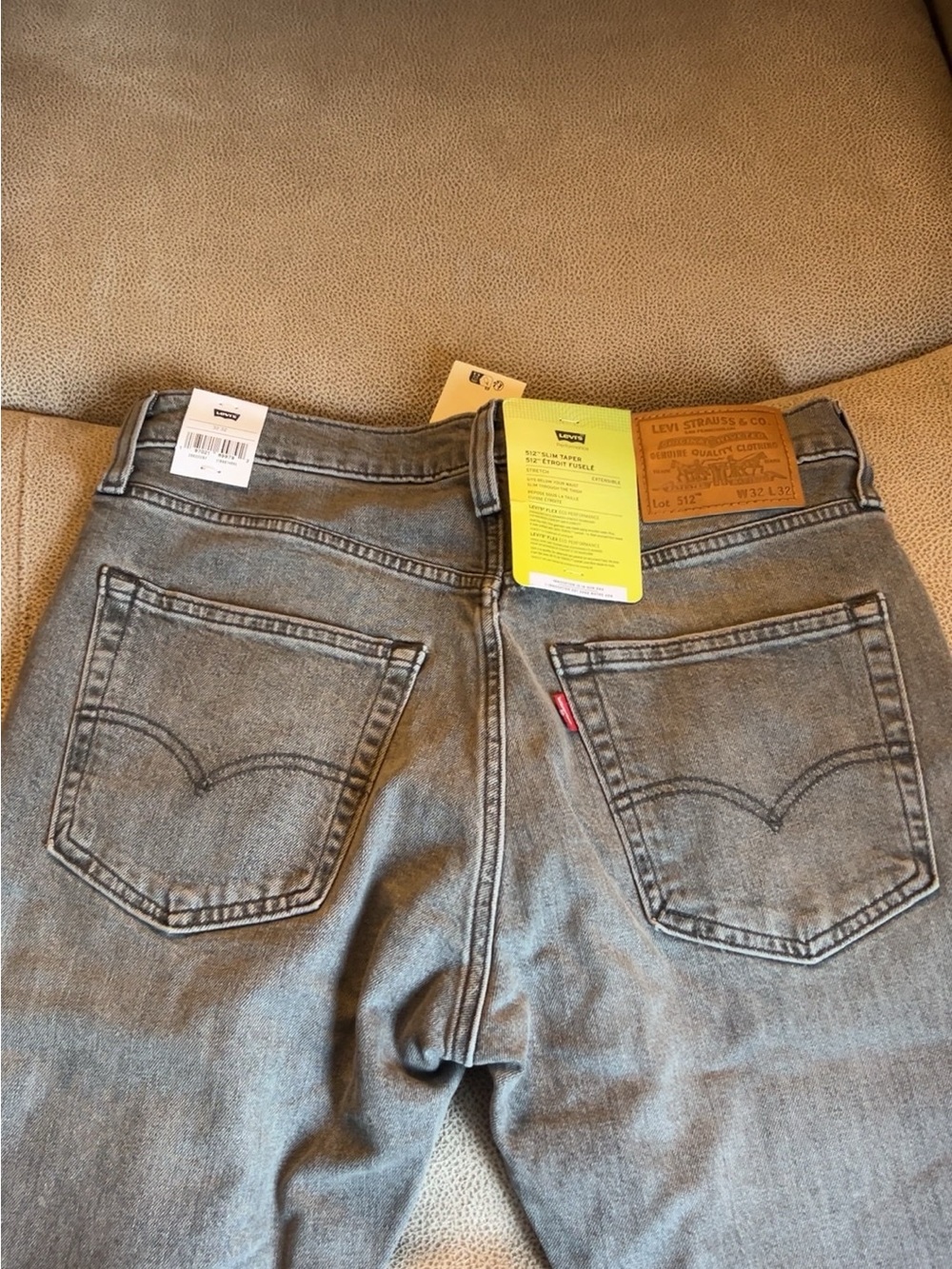 Levi's Gray Denim Jeans with Red Tab and Tan Leather Patch